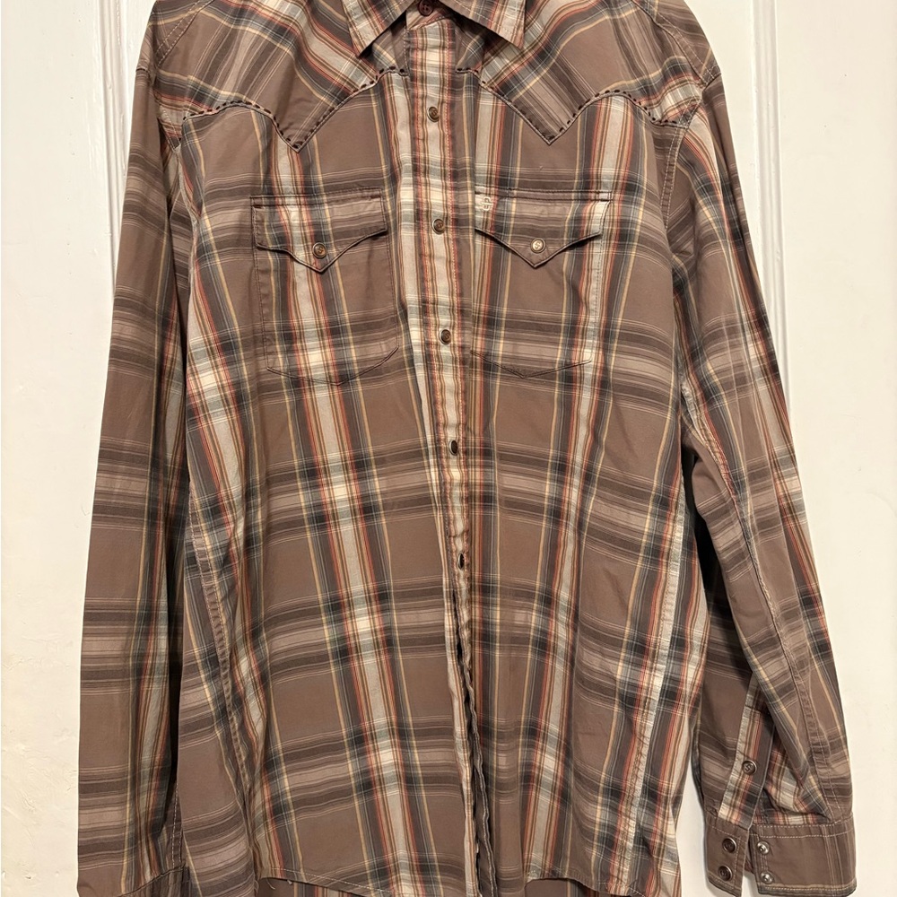 Stetson Brown Plaid Casual Button Down Shirt